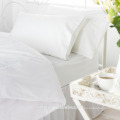 Wholesale 180TC polyester cotton white hotel single size fitted sheet